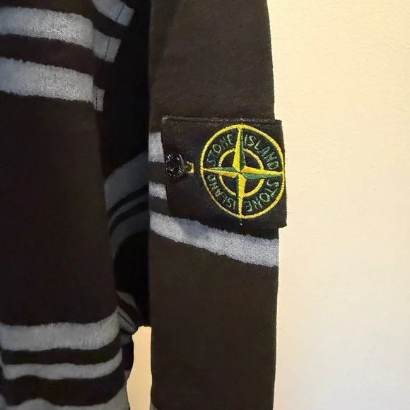 Stone Island Supreme Black and Gray Striped Sweatshirt